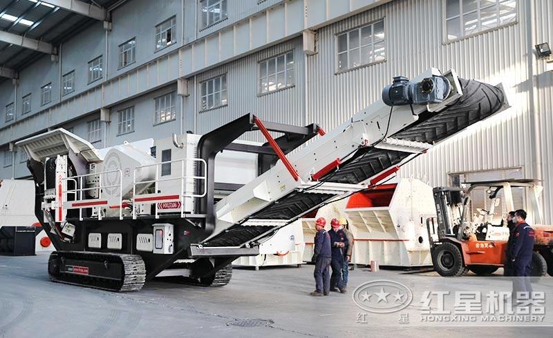 履帶建筑給料+顎破機一體機，遙控操作行走，轉場更靈活